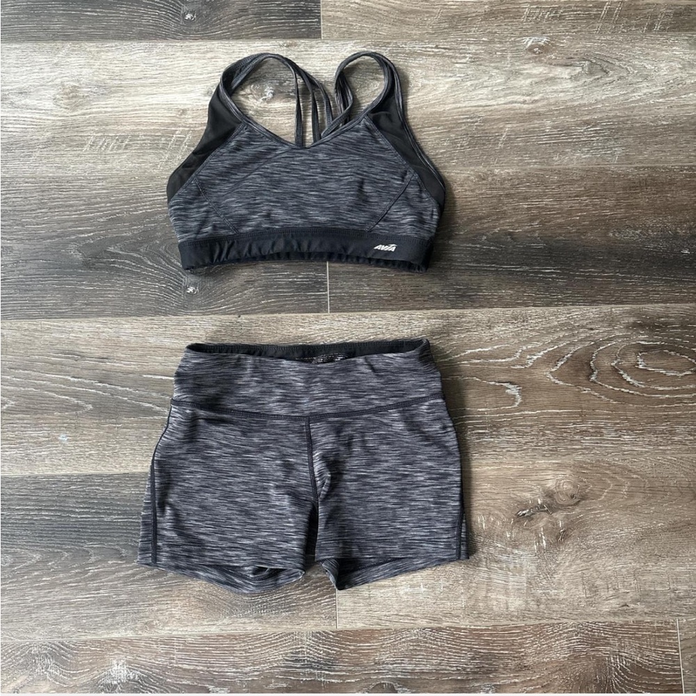Gray Sports Bra and Shorts Set